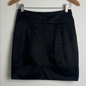 Club Monaco Women's Black Size 2 Satin Pockets Mini Skirt Classic Chic Lined
